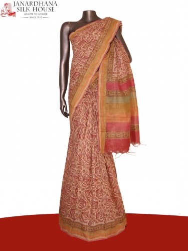 Pure Floral Paisley Tussar Silk Saree